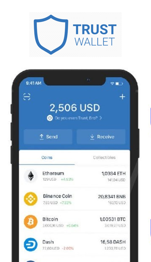 The appearance of the Trust Wallet crypto wallet.