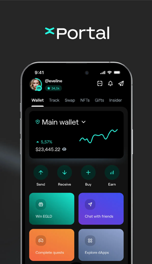 The appearance of the xPortal crypto wallet.